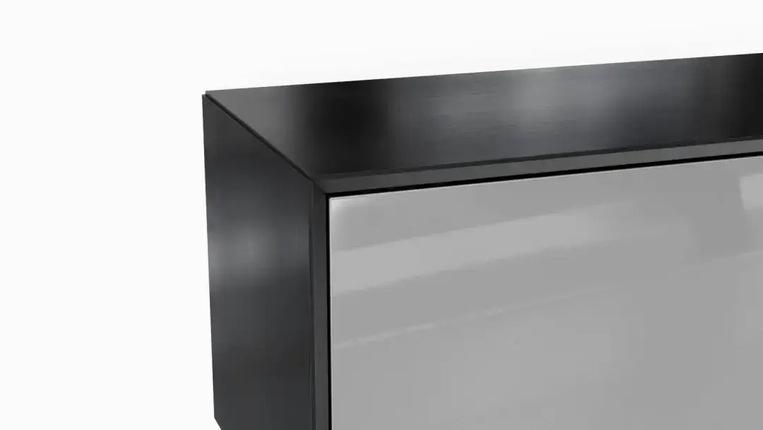 Шкаф навесной двухдверный горизонтальный Glass, цвет Черный + Серый фото - 3 - большое изображение